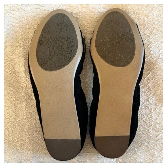 RARE! Gothic Skull Black Suede Leather Studded Ballet Flats Cristian Mori 4.5 - Picture 10 of 11